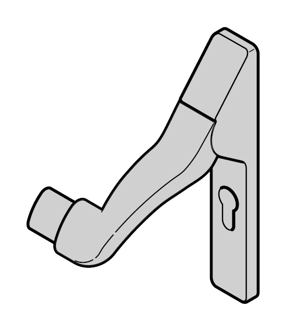 Hörmann Umlenkgetriebe Stangengriff B7172 (1-flüglige Türen, Gangflügel 2-flüglig) mit Kurzschild PZ