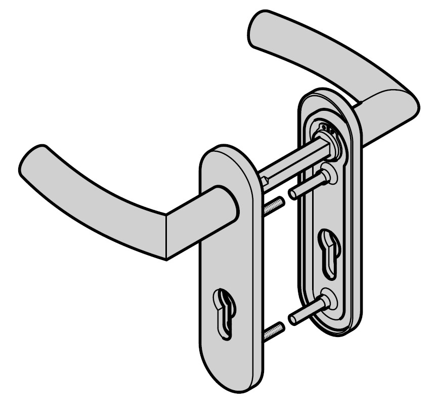 Hörmann Panikgarnitur D-510 (FS) Kurzschild PZ, Edelstahl, matt BILD 1