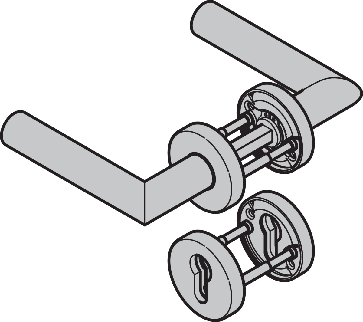 Hörmann Drückergarnitur D-310 (FS) Rosette PZ, Aluminium BILD 1