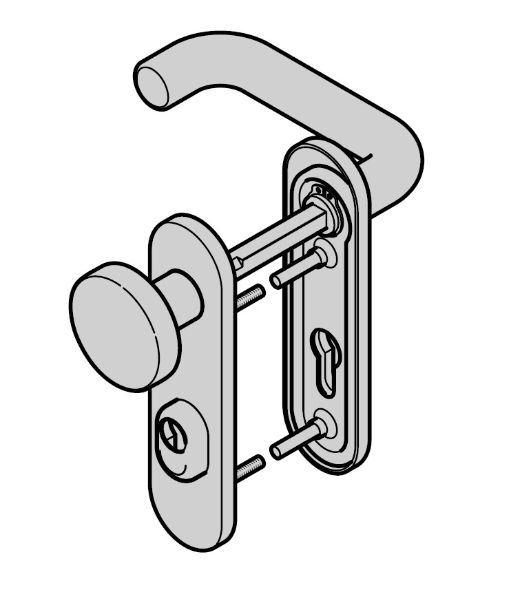 Hörmann Sicherheits-Wechselgarnitur ES1 mit Knopf (FS) Kurzschild PZ, Aluminium BILD 1
