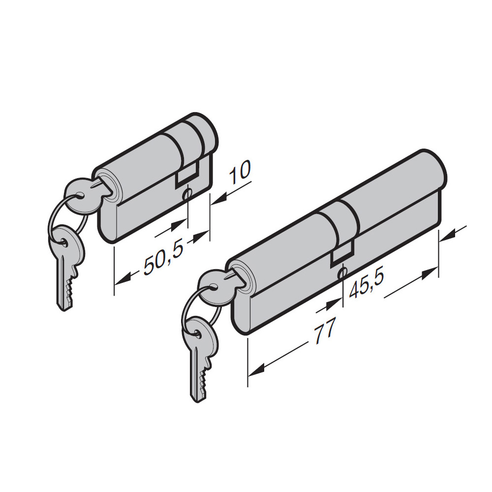 Hörmann Profilzylindersatz 40,5 + 10 & 31,5 + 45,5mm für Schwingtore BILD 1