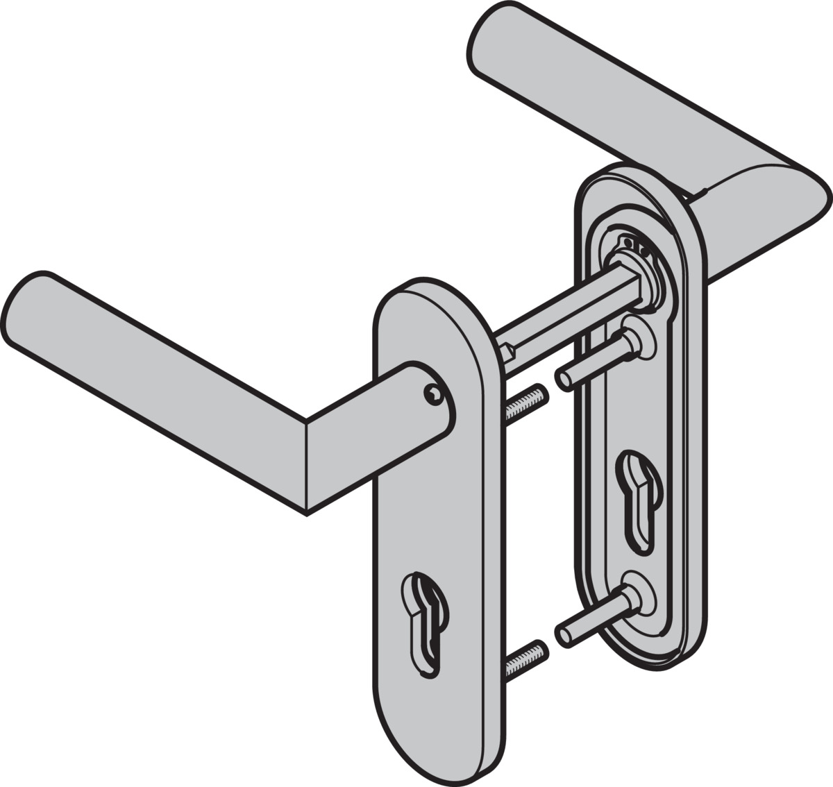 Hörmann Drückergarnitur D-310 (FS) Kurzschild PZ, Aluminium BILD 1