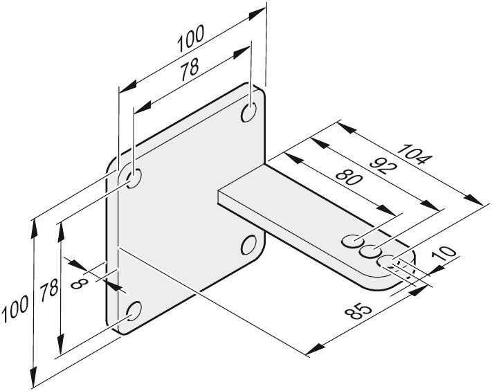 Sommer Torpfostenbeschlag 85/104 twist 200 E/EL, aussermittig, li/re verwendbar BILD 1