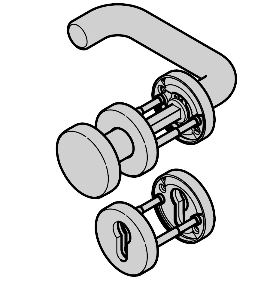 Hörmann Wechselgarnitur mit Knopf (FS) Rechts Rosette PZ, Edelstahl, matt BILD 1