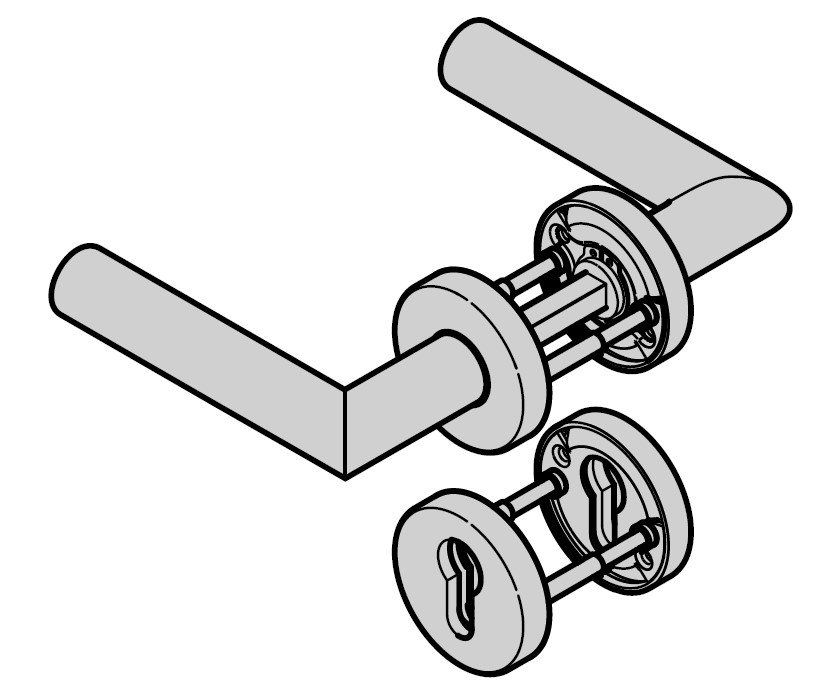 Hörmann Panikgarnitur D-310 (FS) Rosette PZ , Edelstahl , matt BILD 1