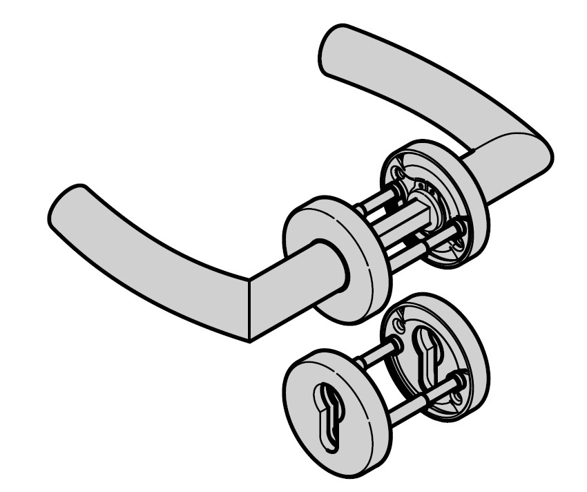 Hörmann Panikgarnitur D-510 (FS) Rosette PZ, Edelstahl, matt BILD 1