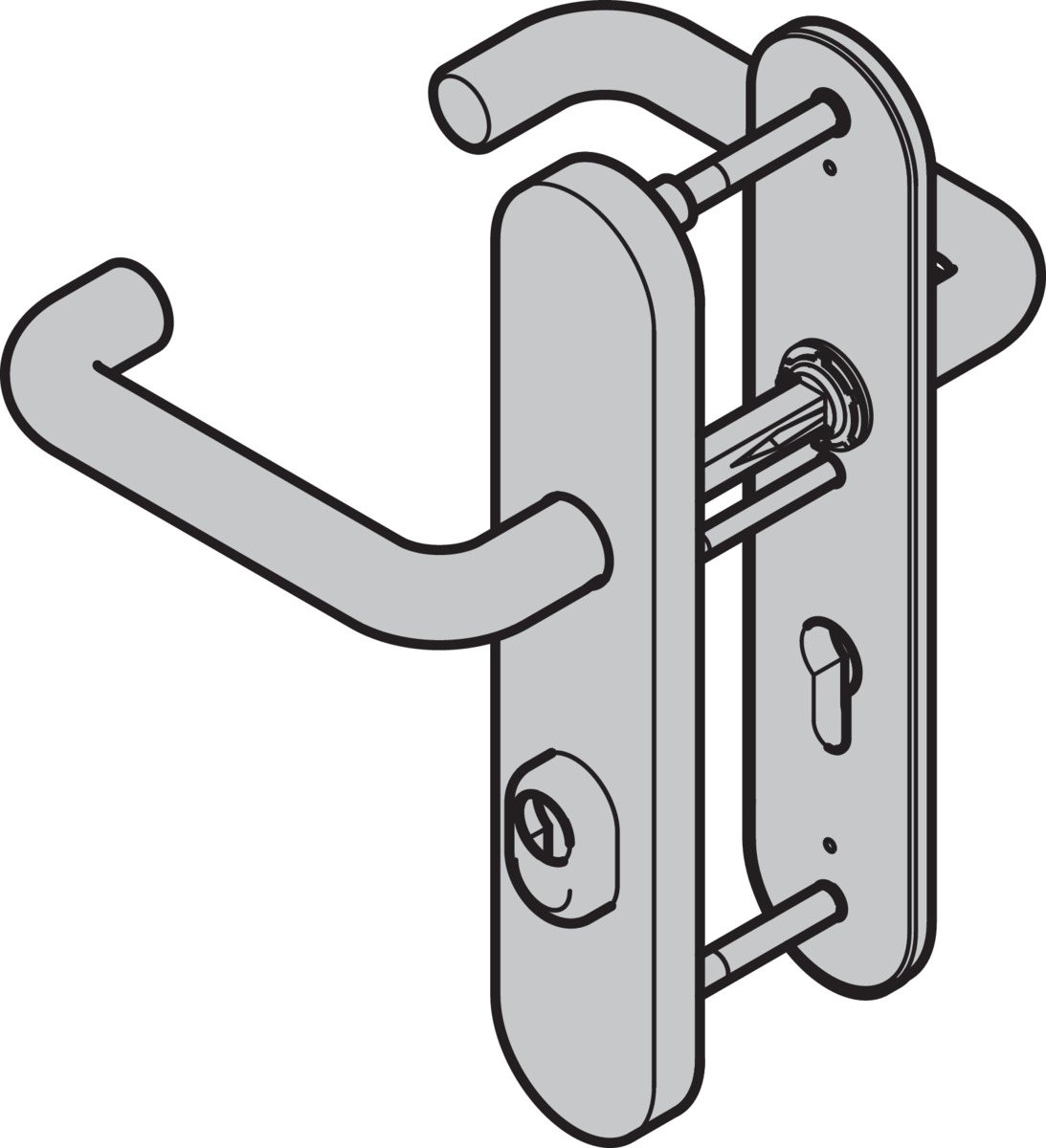 Hörmann Sicherheits-Drückergarnitur ES 3 (FS) Langschild PZ, Edelstahl, matt BILD 1