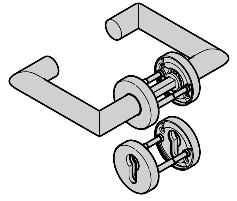 Hörmann Panikgarnitur D-330 (FS) Rosette PZ , Edelstahl , matt BILD 1