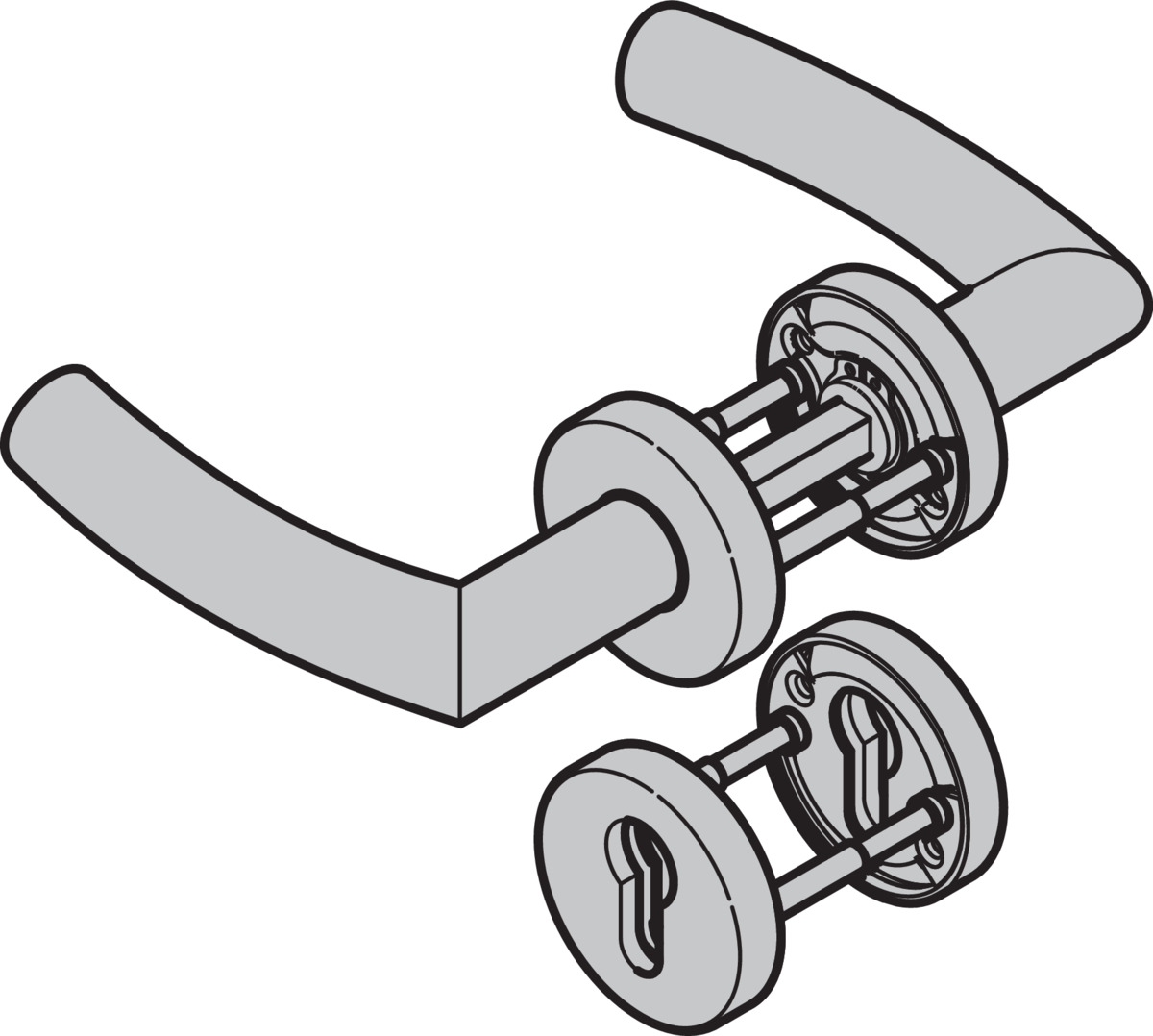 Hörmann Drückergarnitur D-310 (FS) Rosette PZ, Edelstahl, matt BILD 1
