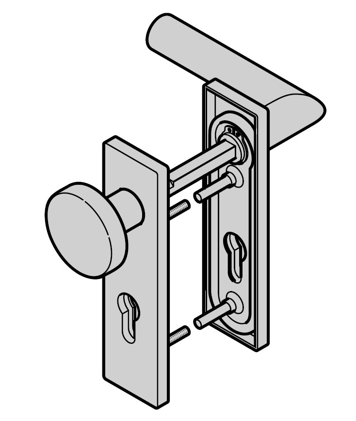 Hörmann Wechselgarnitur FSB mit Knopf (FS) Rechts Kurzschild PZ, Edelstahl BILD 1