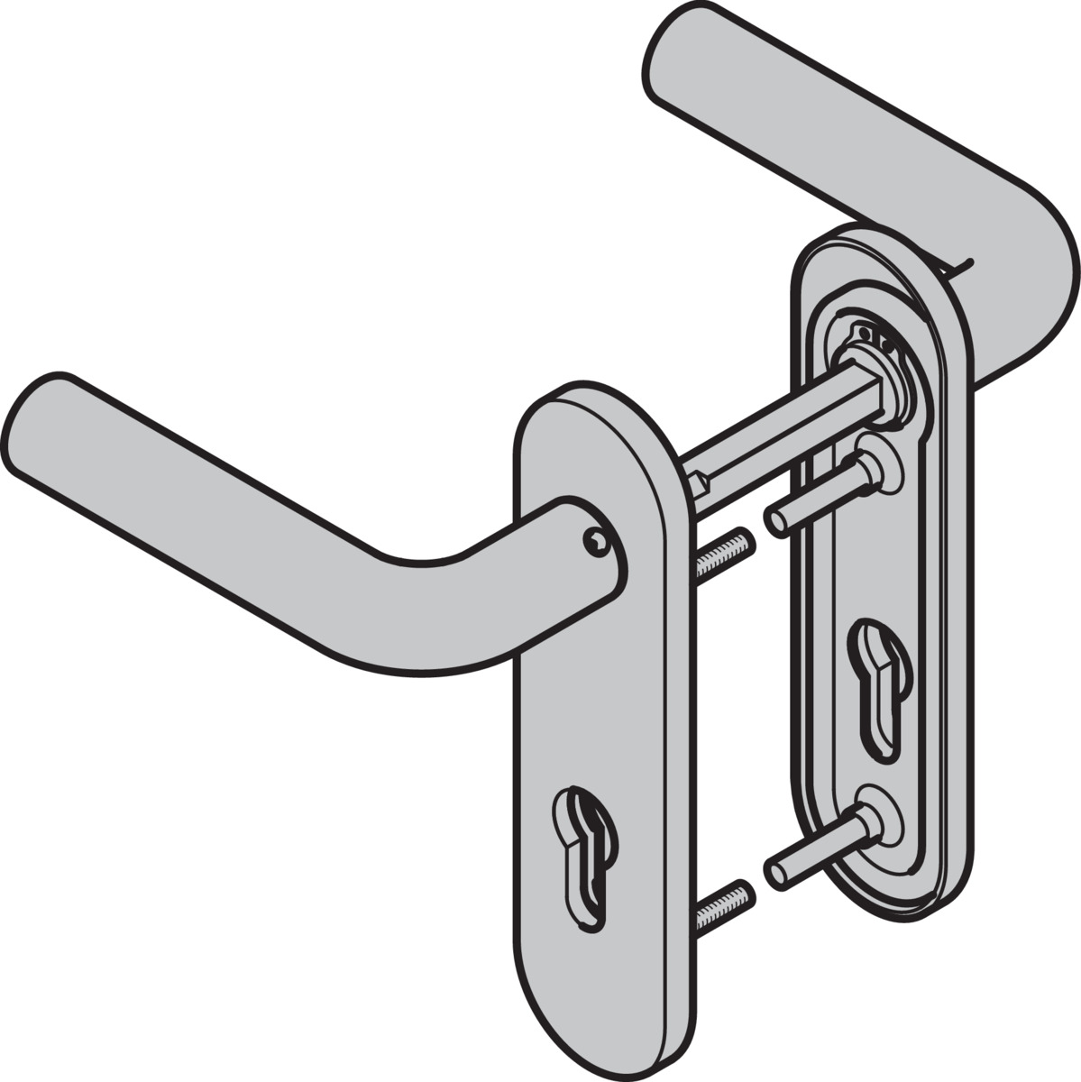 Hörmann Drückergarnitur D-210 (FS) Kurzschild PZ, Edelstahl, matt BILD 9