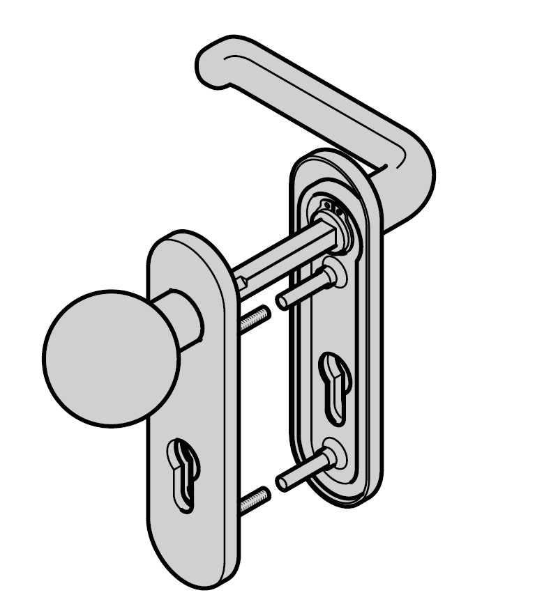 Hörmann Wechselgarnitur FSB mit Knopf (FS) Rechts Kurzschild PZ, Edelstahl BILD 1