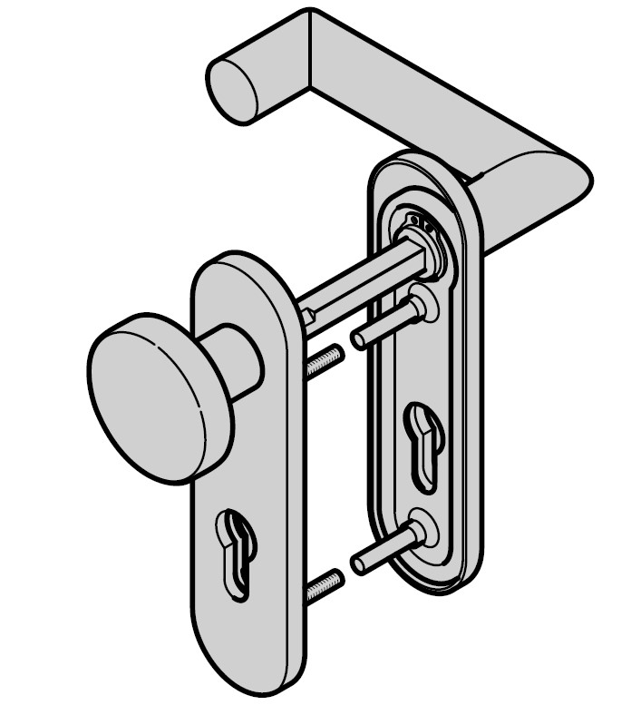Hörmann Wechselgarnitur mit Knopf (FS) Kurzschild PZ, Edelstahl, matt BILD 1