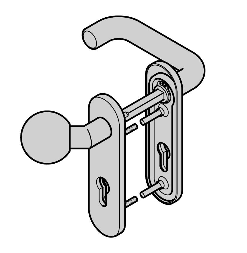 Hörmann Wechselgarnitur mit Knopf (FS) Kurzschild PZ, Aluminium BILD 1