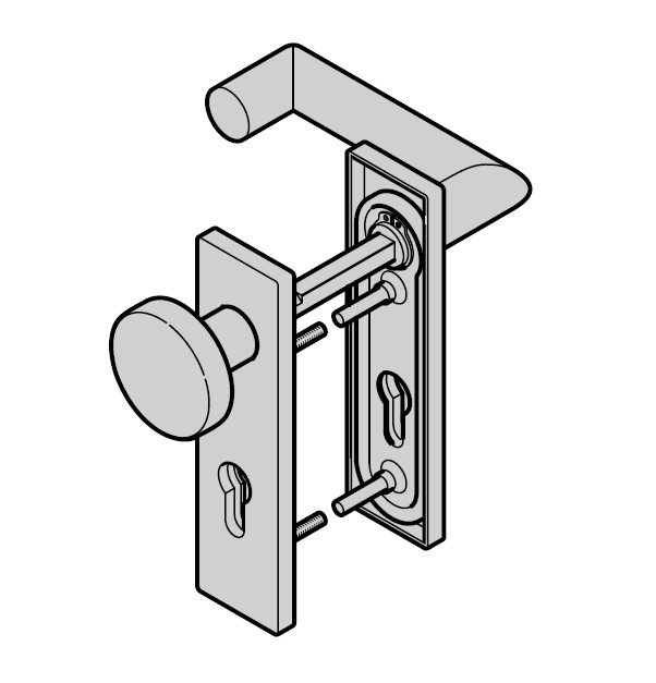 Hörmann Wechselgarnitur FSB mit Knopf (FS) Links Kurzschild PZ, Aluminium BILD 1