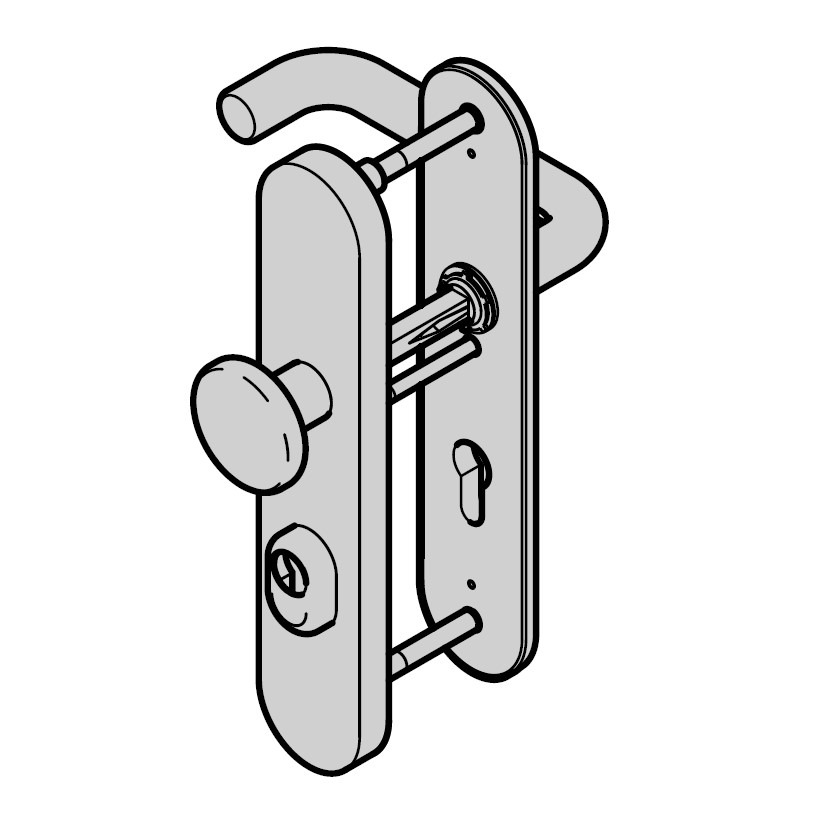 Hörmann Sicherheits-Wechselgarnitur ES3 mit Knopf (FS) Langschild PZ, Edelstahl BILD 1