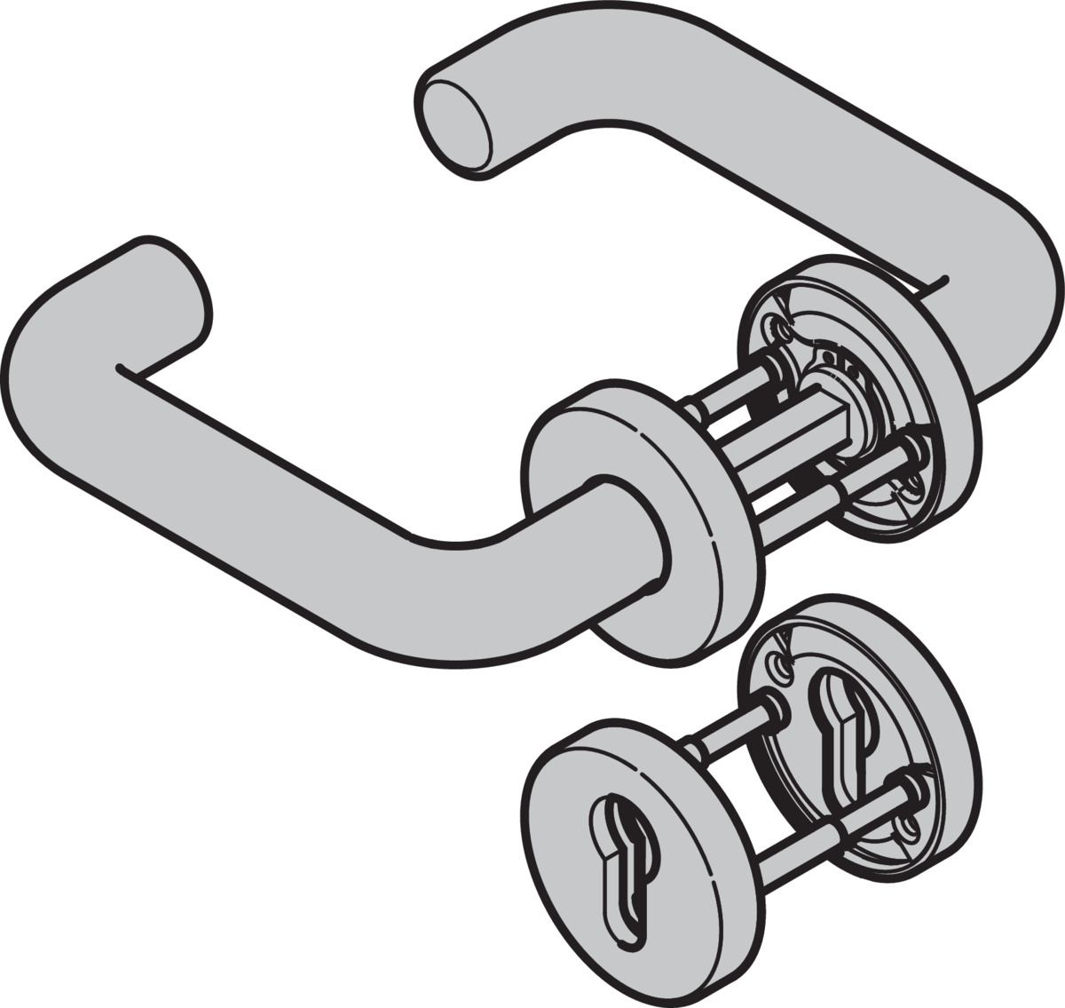Hörmann Drückergarnitur D-110 (FS) Rosette PZ, Aluminium BILD 1