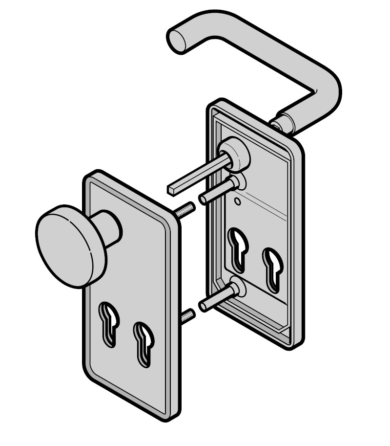 Hörmann Wechselgarnitur mit Knopf (FS) Kurzschild 2x PZ, Edelstahl, matt BILD 1