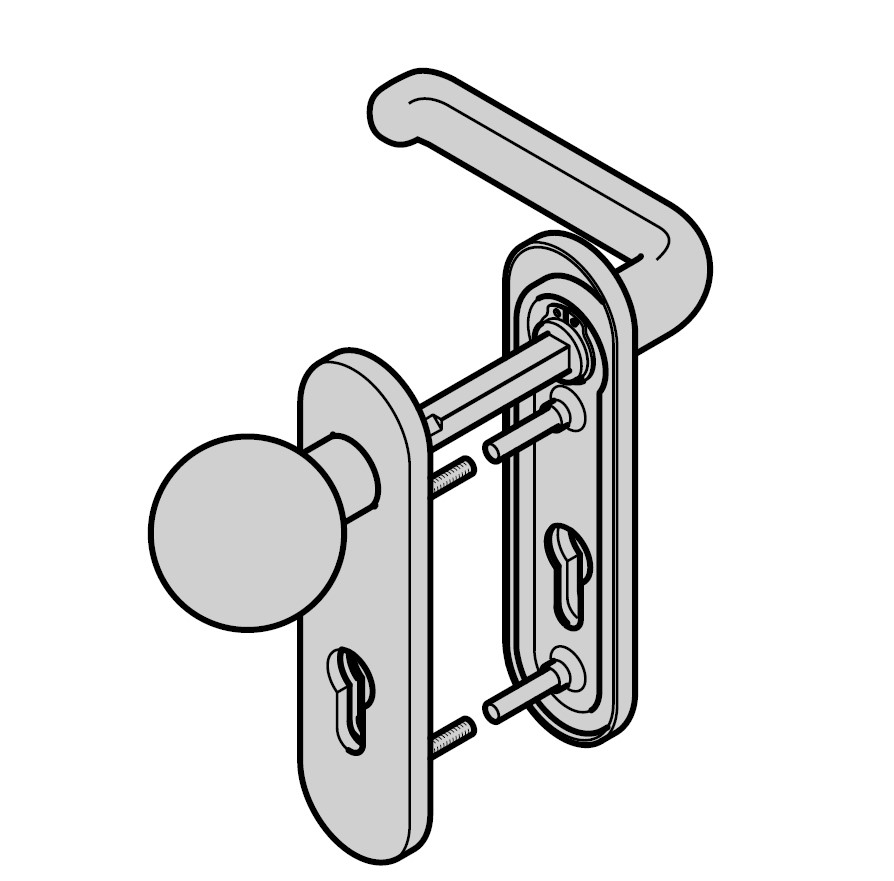 Hörmann Wechselgarnitur FSB mit Knopf (FS) Rechts Kurzschild PZ, Aluminium BILD 1