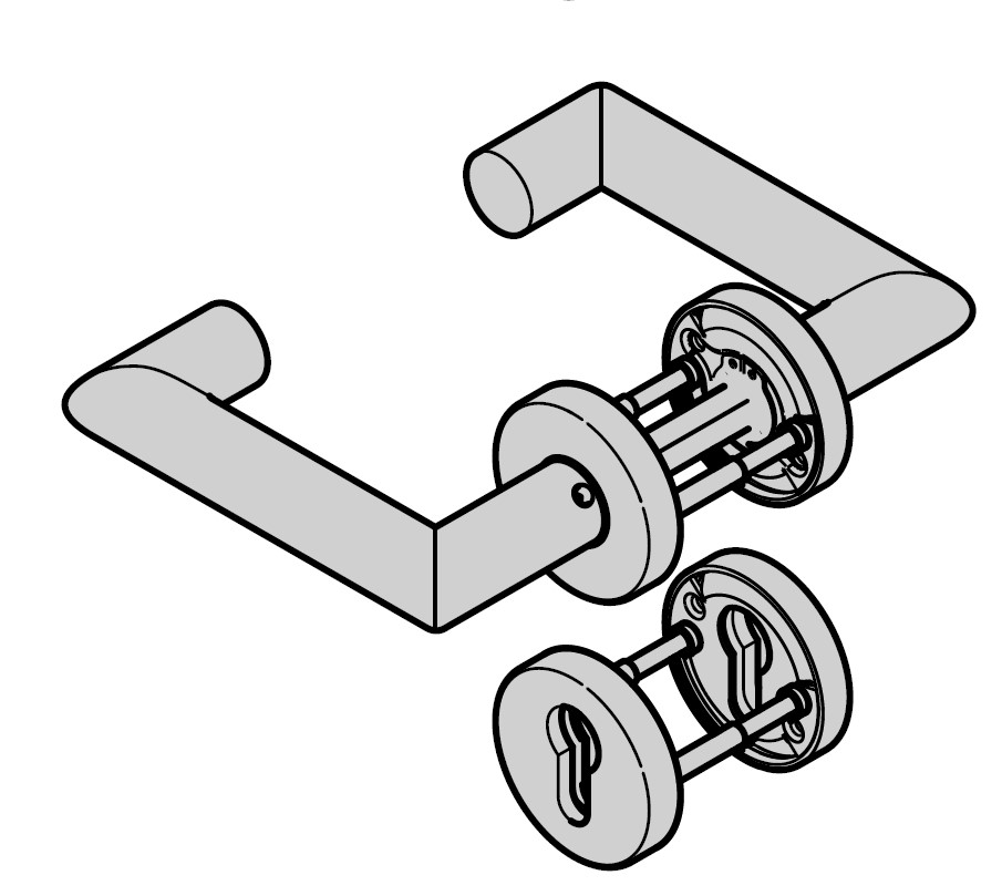 Hörmann Panikgarnitur D-330 (FS) Rosette PZ, Edelstahl, matt BILD 1