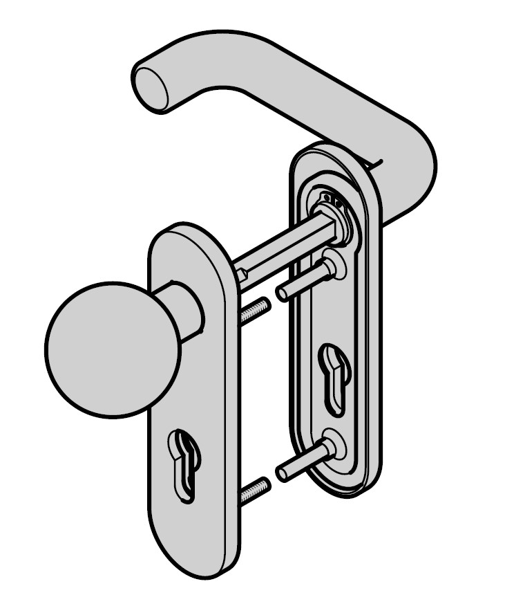 Hörmann Wechselgarnitur FSB mit Knopf (FS) Rechts Kurzschild PZ, Edelstahl BILD 1