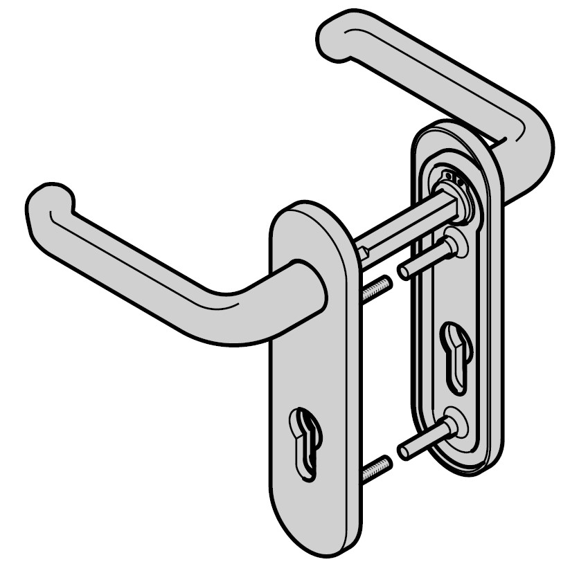 Hörmann Panikgarnitur FSB Typ 1053 (FS) Kurzschild PZ, Aluminium, Naturton BILD 1