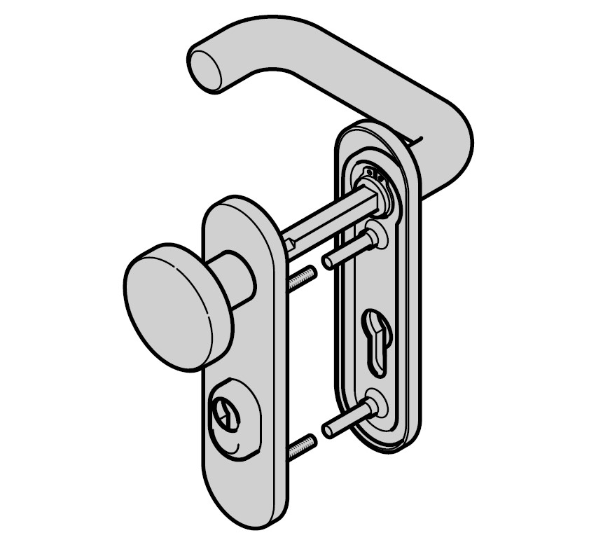 Hörmann Wechselgarnitur mit Knopf (FS) Kurzschild PZ, Aluminium BILD 1