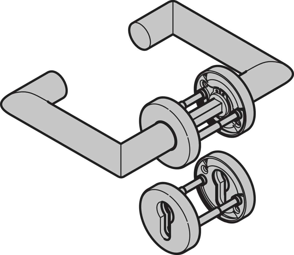 Hörmann Drückergarnitur D-310 (FS) Rosette PZ, Aluminium BILD 1
