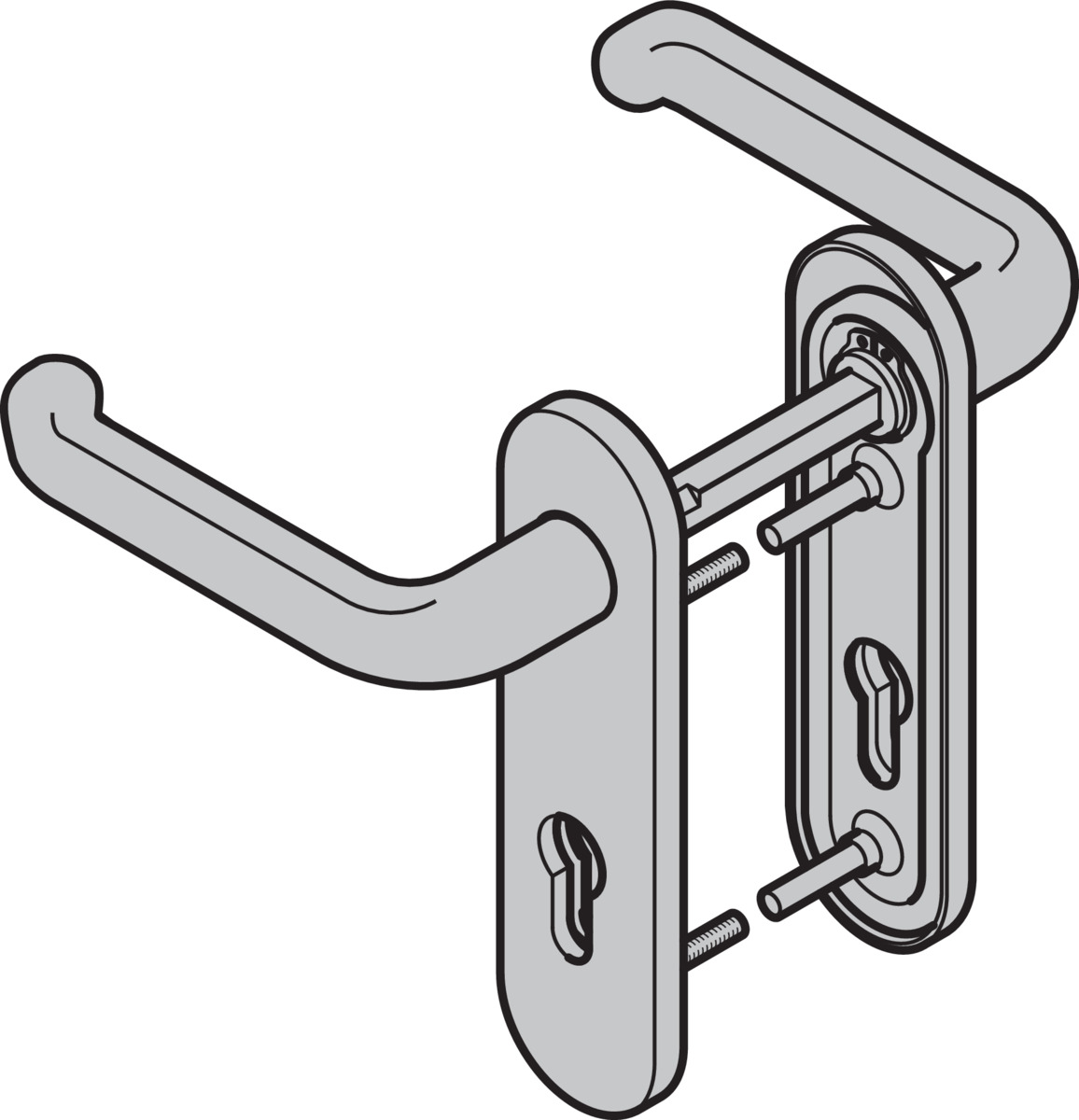 Hörmann Drückergarnitur D-310 (FS) Kurzschild PZ, Aluminium BILD 9